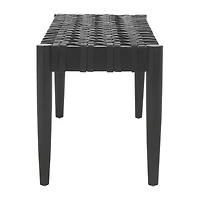 Walda Leather Wood Bench