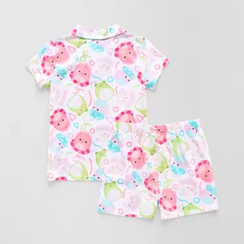 Little & Big Kid Girls Squishmallows V-Neck Short Sleeve 2-pc. Pajama Sets