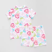 Little & Big Kid Girls Squishmallows V-Neck Short Sleeve 2-pc. Pajama Sets