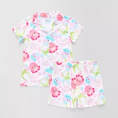 Little & Big Kid Girls Squishmallows V-Neck Short Sleeve 2-pc. Pajama Sets