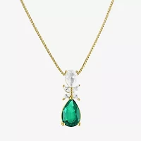 Womens Gemstone Sterling Silver Pear Pendant Necklace