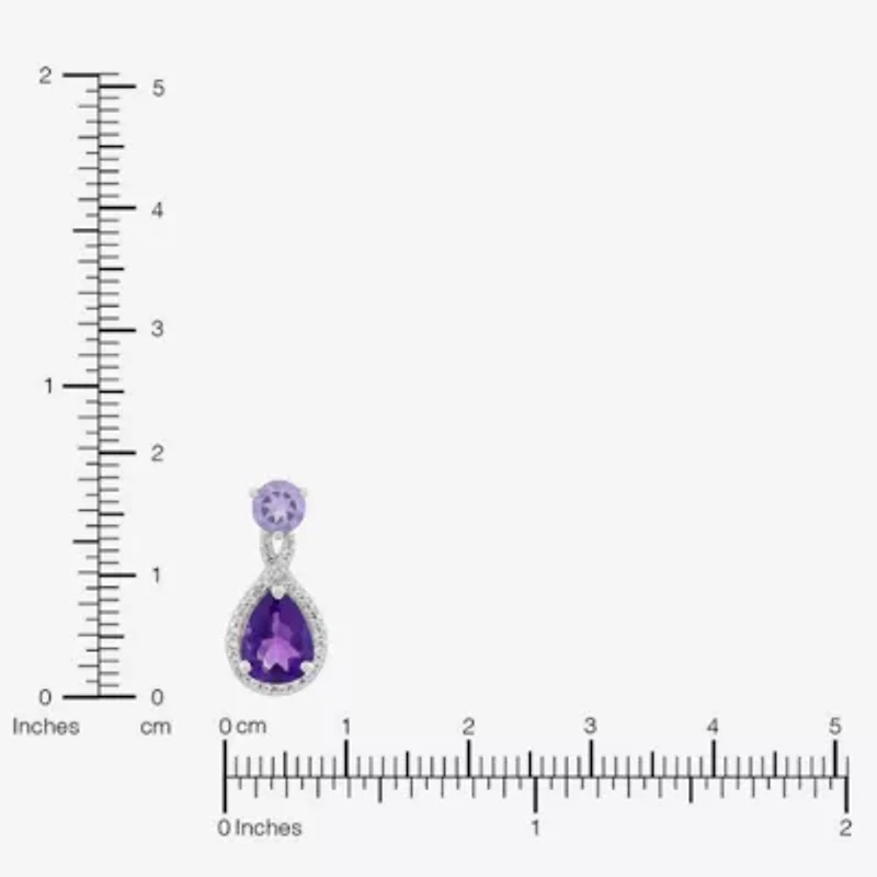 Womens Genuine Purple Amethyst Sterling Silver Pear 18 Inch Pendant Necklace