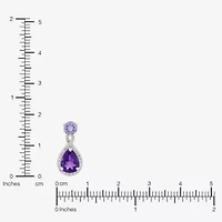 Womens Genuine Purple Amethyst Sterling Silver Pear 18 Inch Pendant Necklace