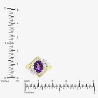 Womens Genuine Purple Amethyst 14K Gold Over Silver Oval Bypass  Cocktail Ring