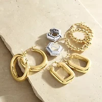 Silver Addiction Womens 14K Gold Over Silver 24.6mm Hoop Earrings