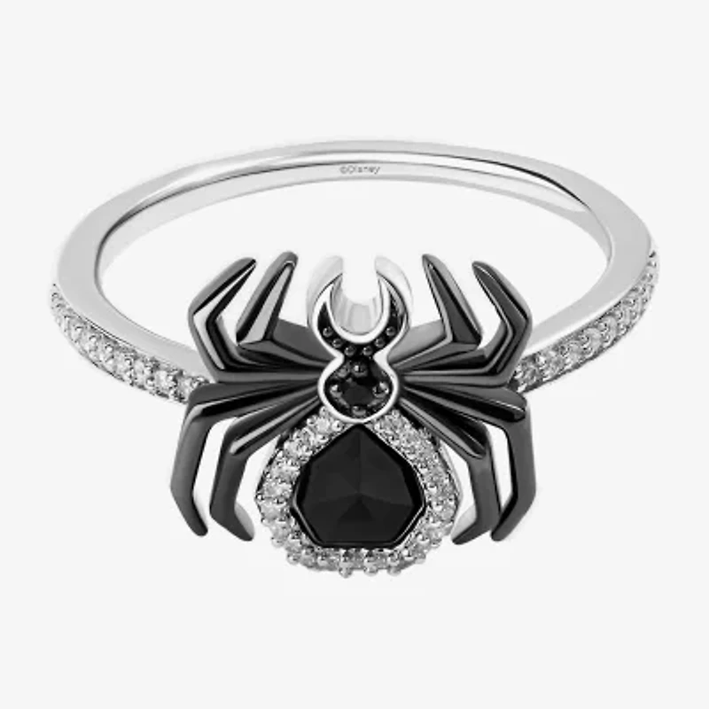 Disney Jewels Collection Nightmare Before Christmas Womens 1/10 CT. T.W. Genuine Black Onyx Sterling Silver Side Stone Cocktail Ring