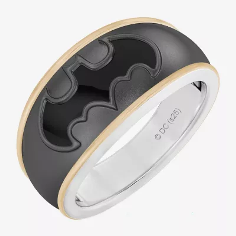 Batman Unisex Adult Genuine Black Onyx 14K Gold Over Silver Sterling Fashion Ring