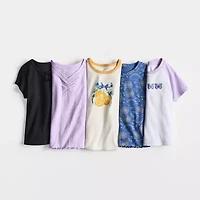 Thereabouts Little & Big Kid Girls V Neck Short Sleeve T-Shirt
