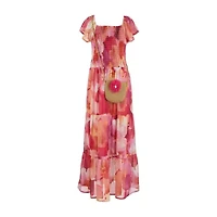 Speechless Big Kid Girls Short Sleeve Ruffled Floral Maxi Dress