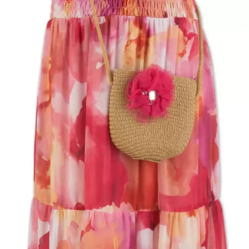 Speechless Big Kid Girls Short Sleeve Ruffled Floral Maxi Dress