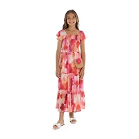 Speechless Big Kid Girls Short Sleeve Ruffled Floral Maxi Dress