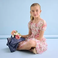 Lilt Big Kid Girls Short Sleeve A-Line Dress