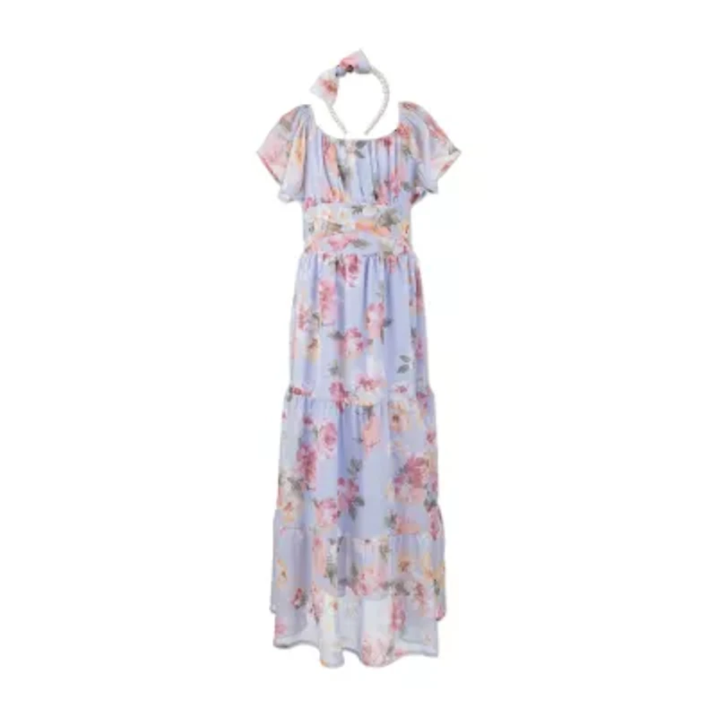 Speechless Big Kid Girls Flutter Floral Maxi Dress