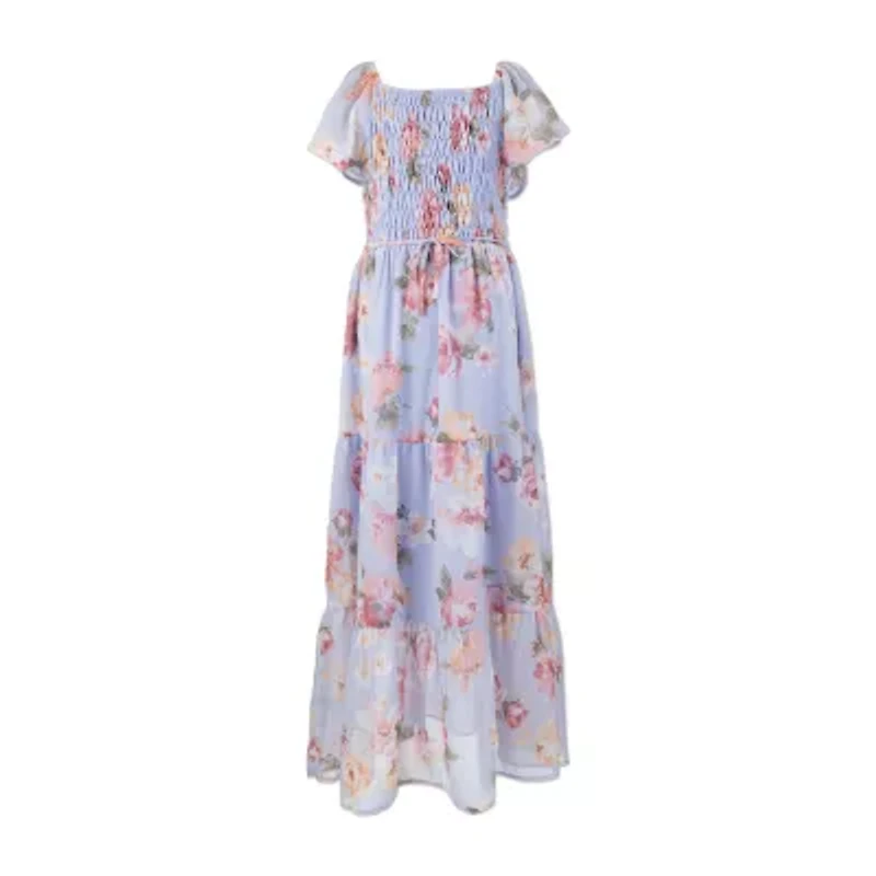 Speechless Big Kid Girls Flutter Floral Maxi Dress