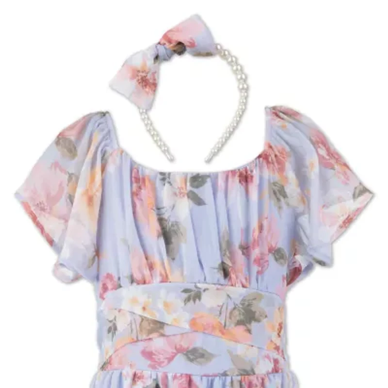 Speechless Big Kid Girls Flutter Floral Maxi Dress