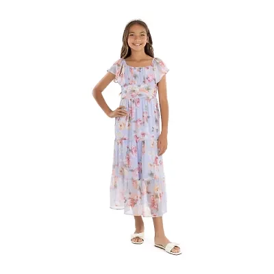 Speechless Big Kid Girls Flutter Floral Maxi Dress