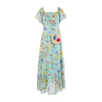 Speechless Big Kid Girls Short Sleeve Flutter Floral Maxi Dress
