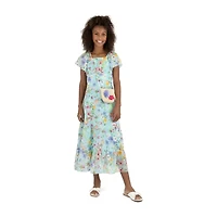 Speechless Big Kid Girls Short Sleeve Flutter Floral Maxi Dress