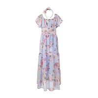 Speechless Big Kid Girls Short Sleeve Flutter Floral Maxi Dress