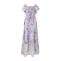 Speechless Big Kid Girls Short Sleeve Flutter Floral Maxi Dress