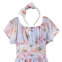 Speechless Big Kid Girls Short Sleeve Flutter Floral Maxi Dress