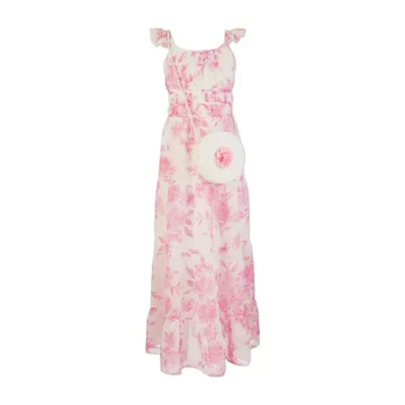 Speechless Big Kid Girls Sleeveless Ruffled Floral Maxi Dress