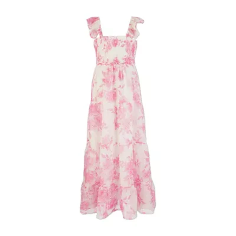 Speechless Big Kid Girls Sleeveless Ruffled Floral Maxi Dress