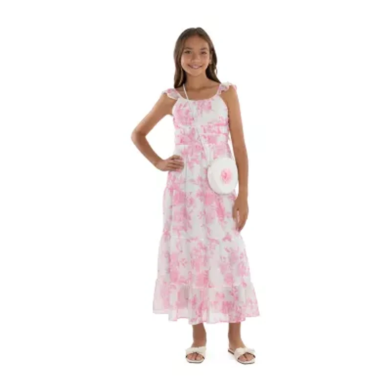 Speechless Big Kid Girls Sleeveless Ruffled Floral Maxi Dress