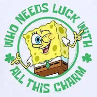Who Needs Luck St. Patrick'S Day Little & Big Kid Boys Crew Neck Short Sleeve Regular Fit Spongebob Graphic T-Shirt