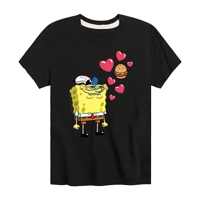 Little & Big Kid Boys Crew Neck Short Sleeve Regular Fit Spongebob Graphic T-Shirt