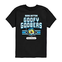 Hockey Champions Goofy Goobers Little & Big Kid Boys Crew Neck Short Sleeve Regular Fit Spongebob Graphic T-Shirt