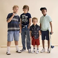 Thereabouts Little & Big Kid Boys Short Sleeve Regular Fit Button-Down Shirt