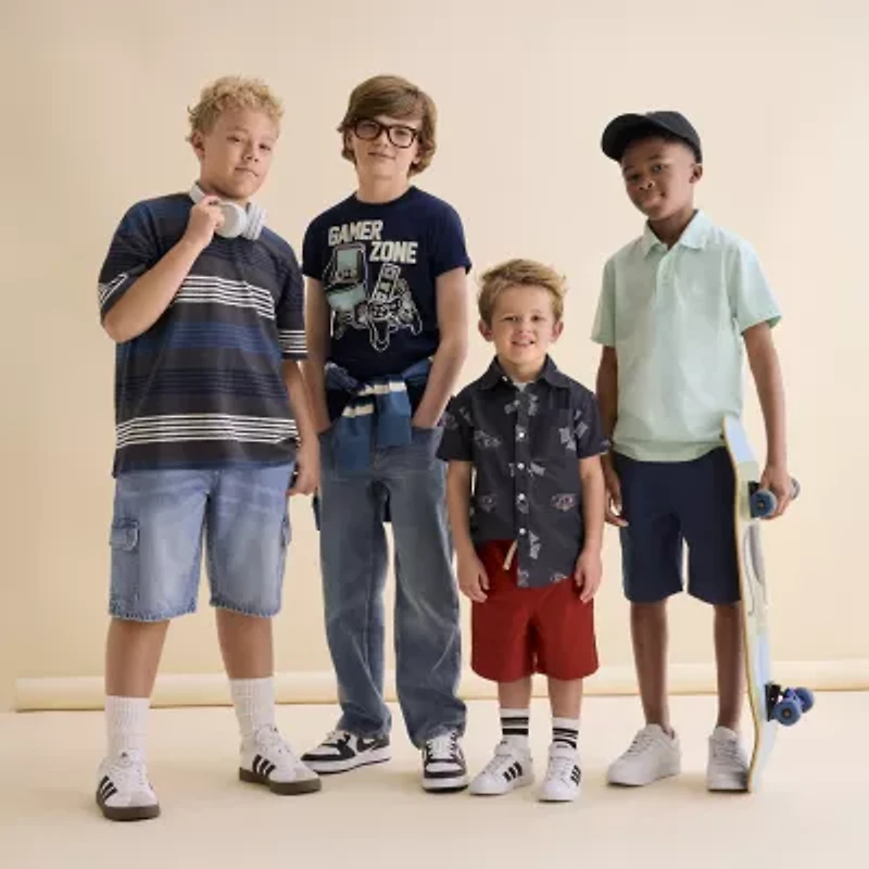 Thereabouts Cargo Little & Big Kid Boys Adjustable Waist Denim Short