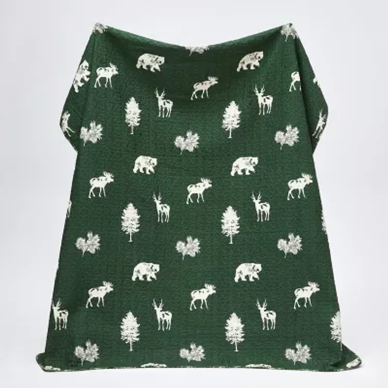 Linery Deers Trees Reversible Quilt Set