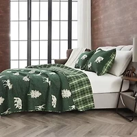 Linery Deers Trees Reversible Quilt Set