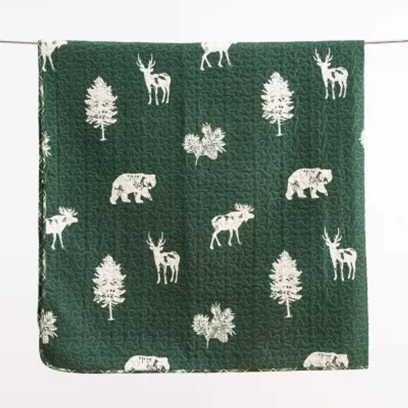 Linery Deers Trees Reversible Quilt Set