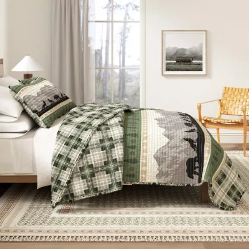 Linery Mountainscape Reversible Quilt Set