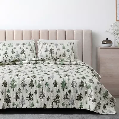 Linery Lodge Trees Reversible Quilt Set