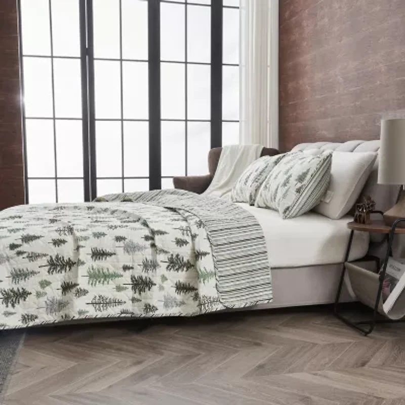 Linery Lodge Trees Reversible Quilt Set