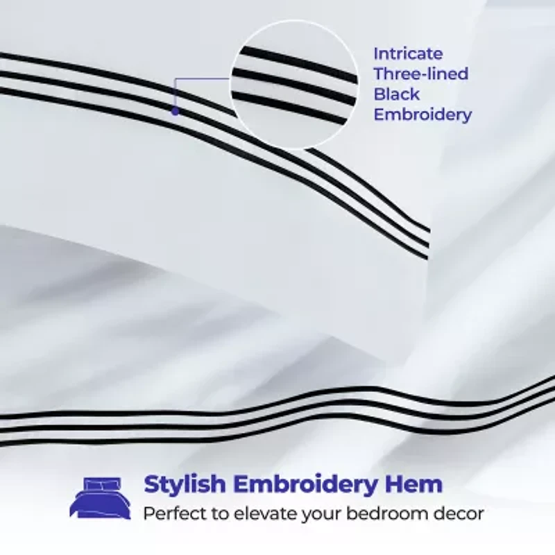 SUPERIOR® Brandon Embroidered Cotton Modern 320tc Deep Pocket Sheet Set