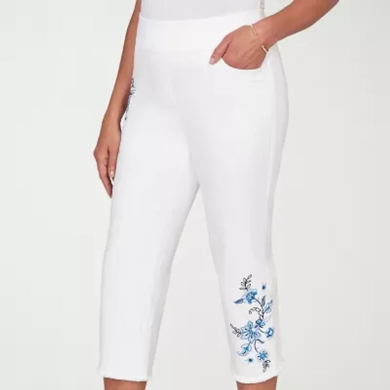 Alfred Dunner Mykonos Womens Plus Straight Mid Rise Capri Pant