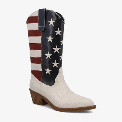 Mia Girl Womens Americana Stacked Heel Cowboy Boots