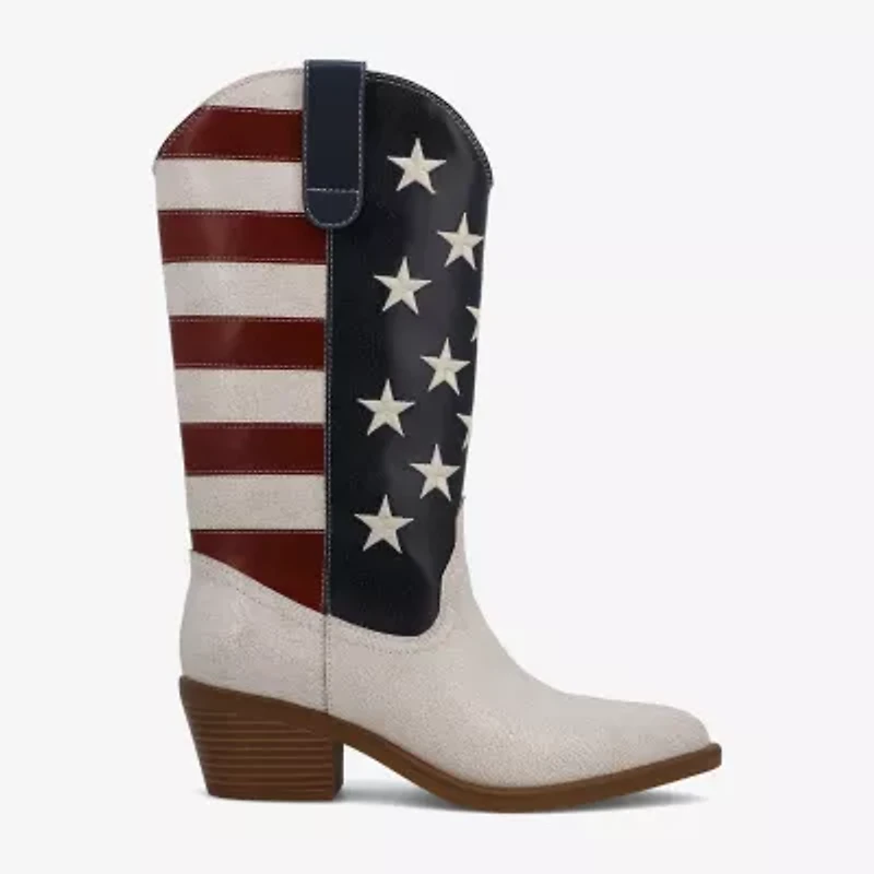 Mia Girl Womens Americana Stacked Heel Cowboy Boots