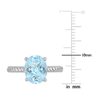 Modern Bride Gemstone Womens Genuine Blue Aquamarine 14K White Gold Engagement Ring