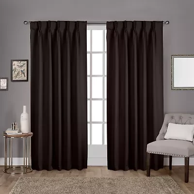 Exclusive Home Curtains Sateen Pinch Pleat Energy Saving Blackout Set of 2 Curtain Panel