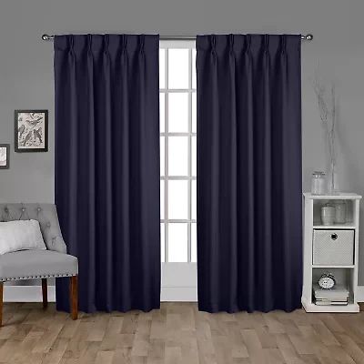 Exclusive Home Curtains Sateen Pinch Pleat Energy Saving Blackout Set of 2 Curtain Panel