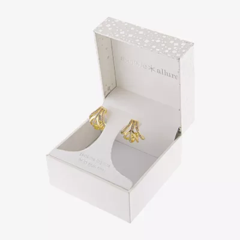 Sparkle Allure Womens Crystal 24K Gold Over Brass 18.8mm Hoop Earrings