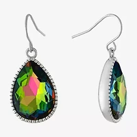 Sparkle Allure Silver Reflections Womens Blue Crystal Pure Over Brass Pear Drop Earrings