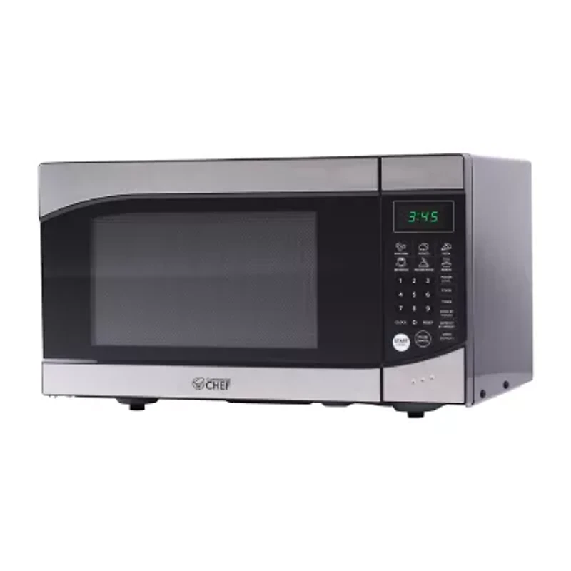 Commercial Chef 0.9-Cu. Ft. Countertop Microwave with Push Button Door Release - Stainless Steel Trim