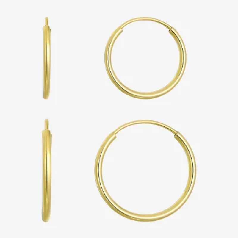 Womens 10K Gold 2 Pair Earring Set